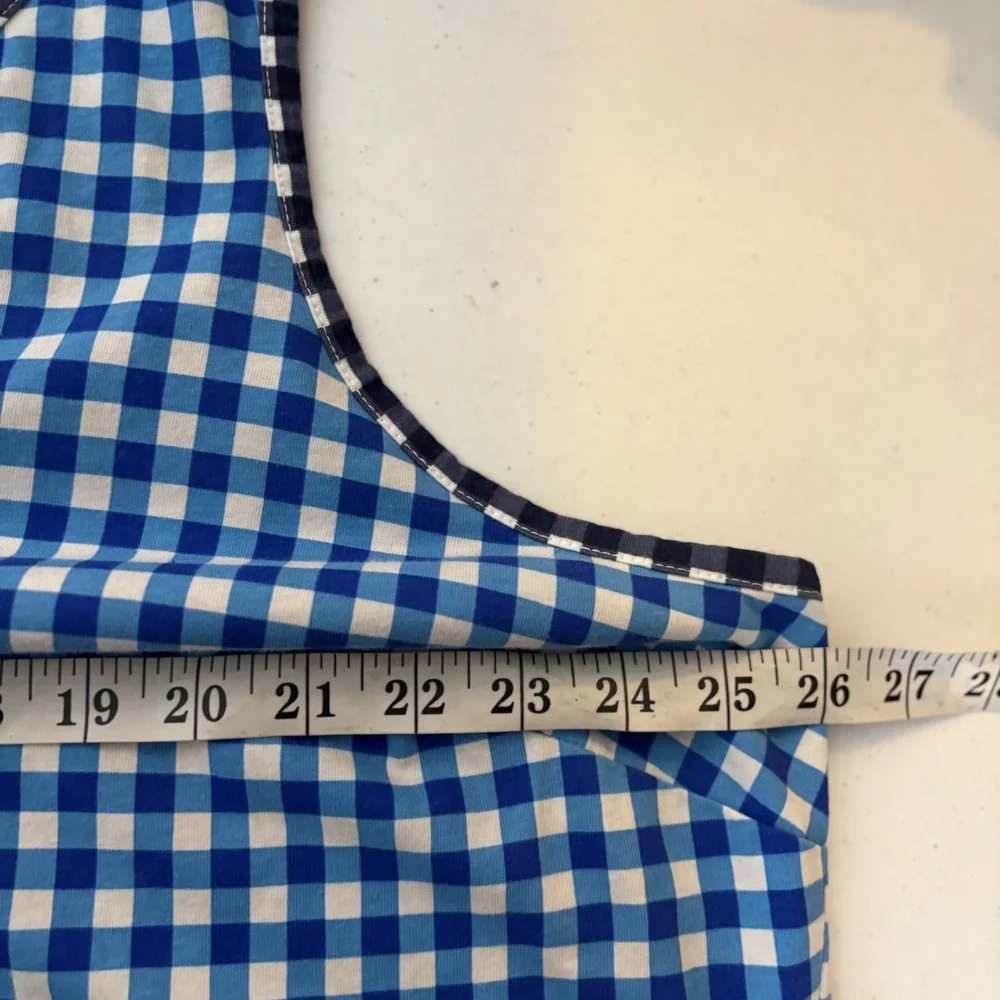 Draper James x Lands End Blue Gingham Cotton V-Neck Shift Dress Plus 2X Preppy - Picture 3 of 9